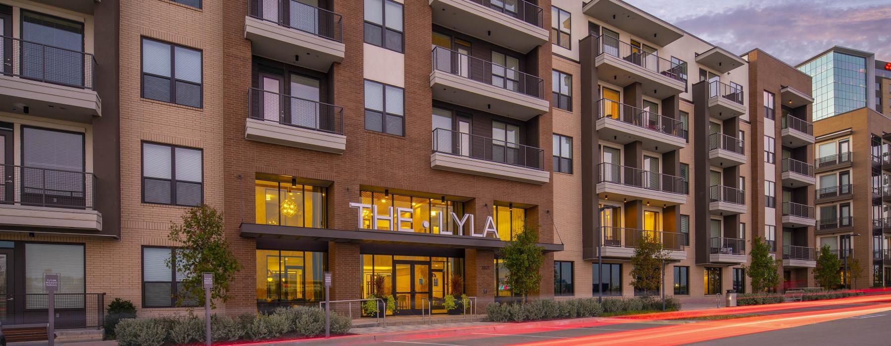 a row of apartment buildings