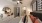 a bedroom with a large mirror