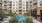 a pool in between buildings