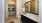 a bathroom with a large mirror